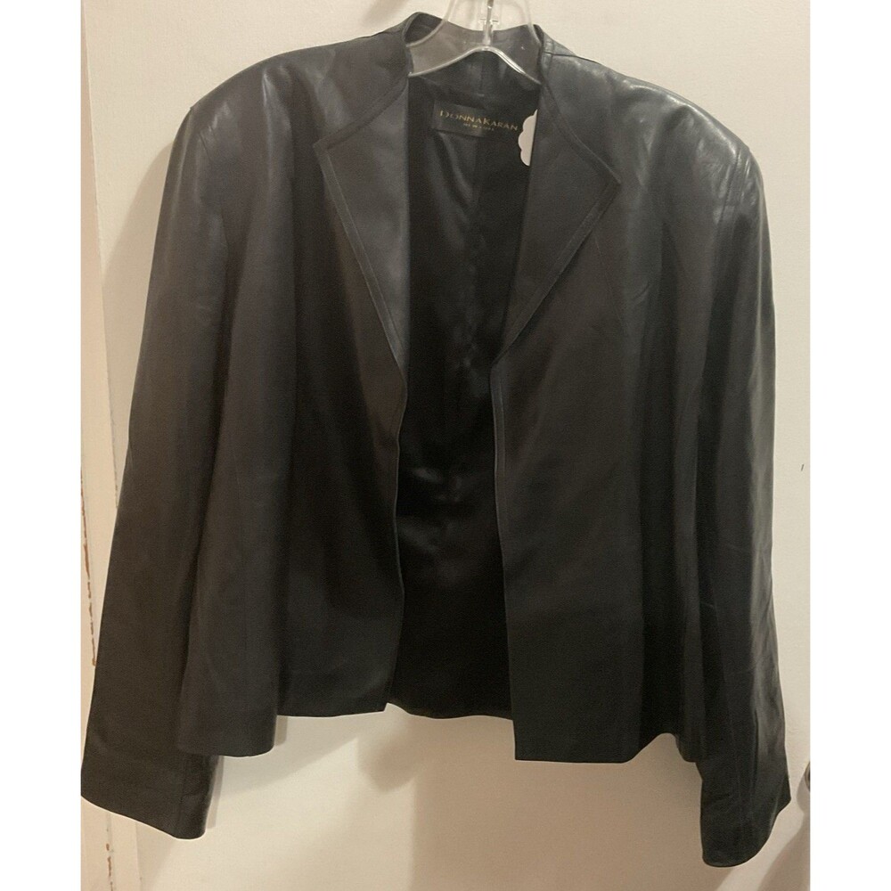 Donna Karan Lamb Skin Jacket Black Soft Lightweight